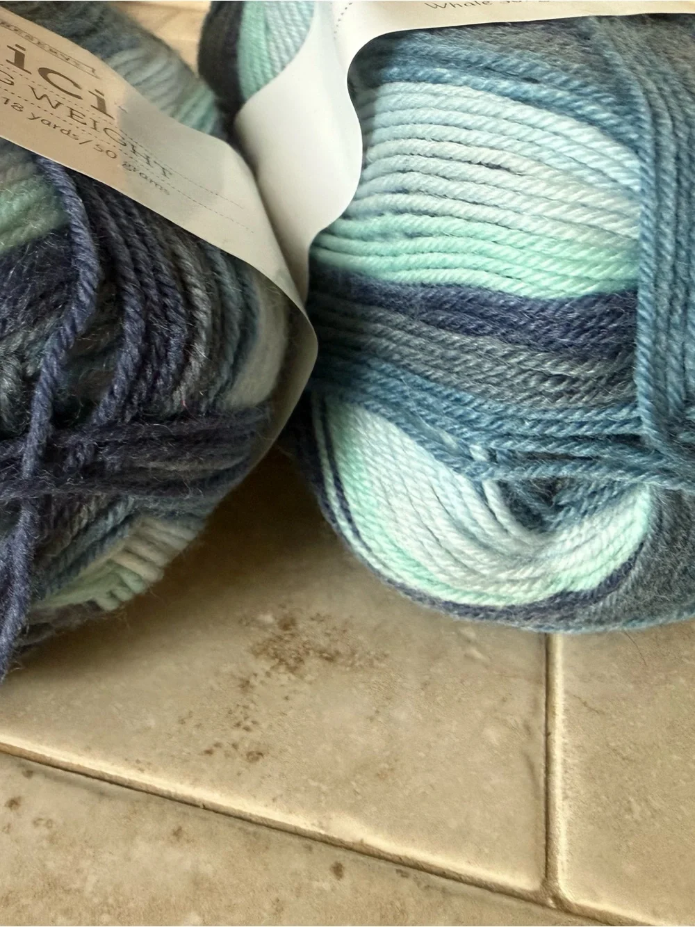 Felici Fingering Weight Yarn - Blue and Gray Blend 2 Skeins Whale Song
